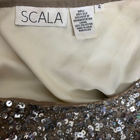 SCALA women’s sequin and beaded one shoulder tank mini dress sz 4 - Picture 5 of 6